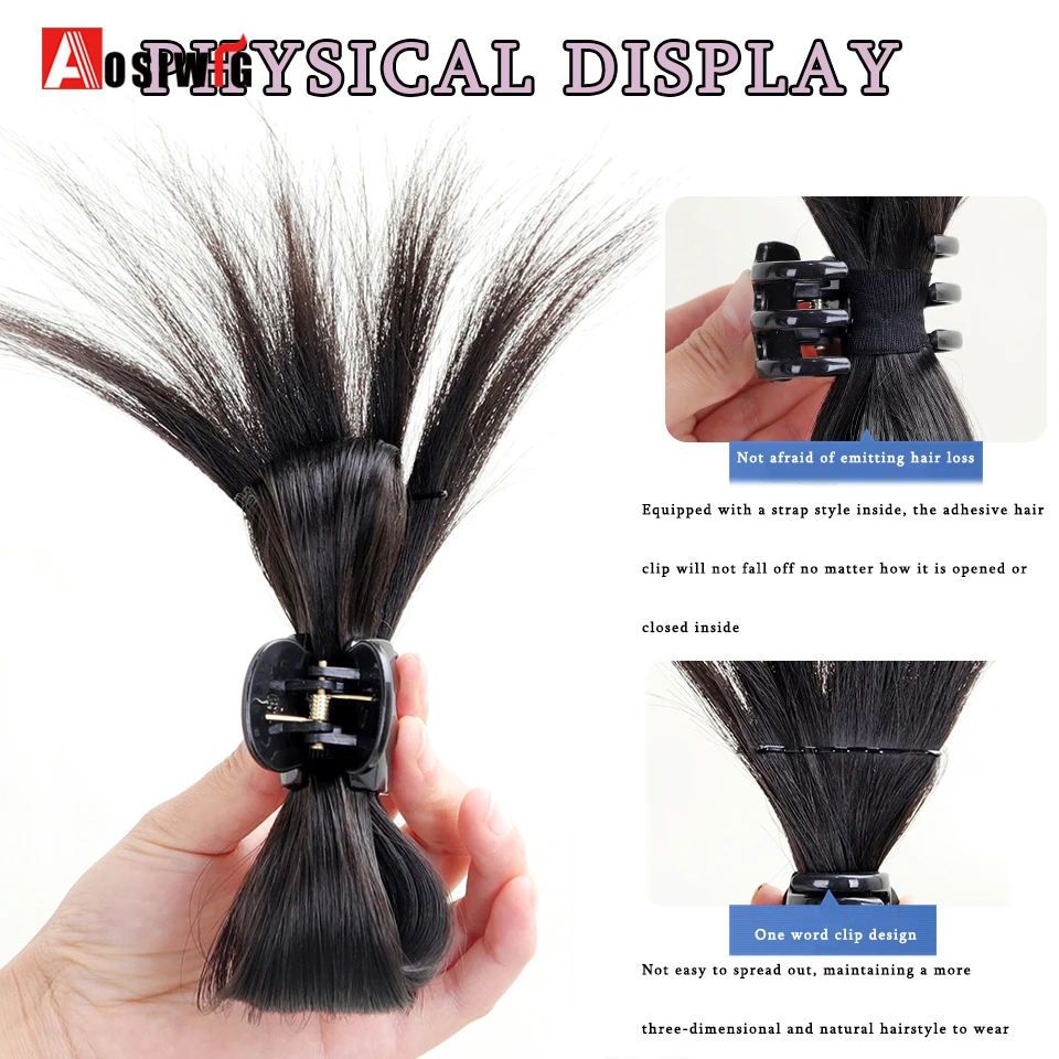 Włosy syntetyczne Shuttlecock Bun Straight Scrunchie Claw Clip In Hairpiece Przedłużanie włosów Naturalne sztuczne akcesoria do włosów dla kobiet