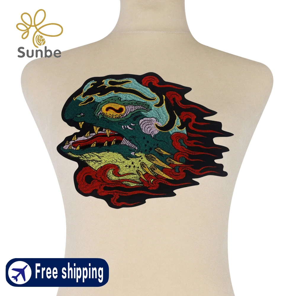 بقع الوحش غريبة الأسماك النسيج بقع التطريز زين الحديد على ملصق شارات الزخرفية لسترات نادي MC 5 قطع