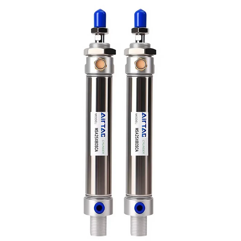 AirTAC MSA Single Action Stainless Ssteel Pneumatic Cylinder MSA16/20/25/32/40-25/50/75/100/150/200-S With Magnet SCA-SCM-SU