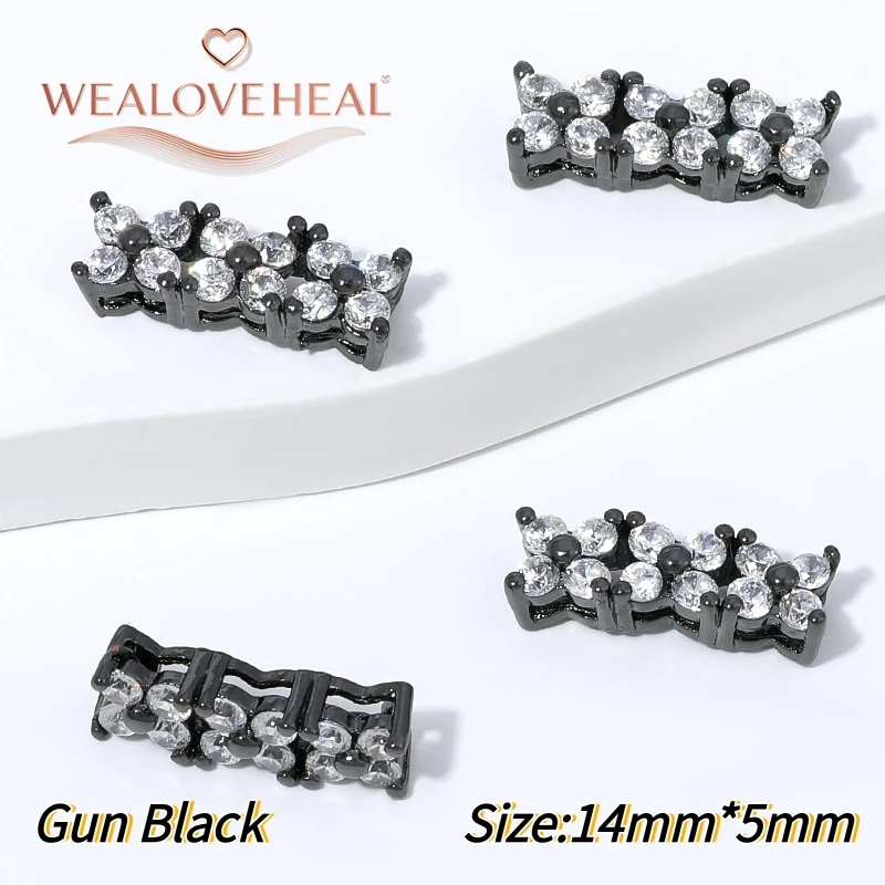 18K vergoldete Messing-Mikropavé-Zirkon-Mehrreihen-Abstandshalter für Perlenketten, Armbänder, DIY-Schmuckherstellungszubehör – Detail 22