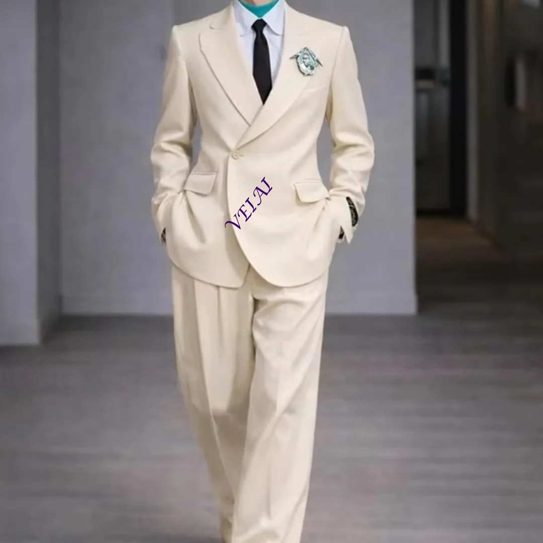 

Modish Notch Lapel Men Suit Two Pieces High Quality Minimalist Single Breasted Model Show Daily Party Prom Casual Mal Customized