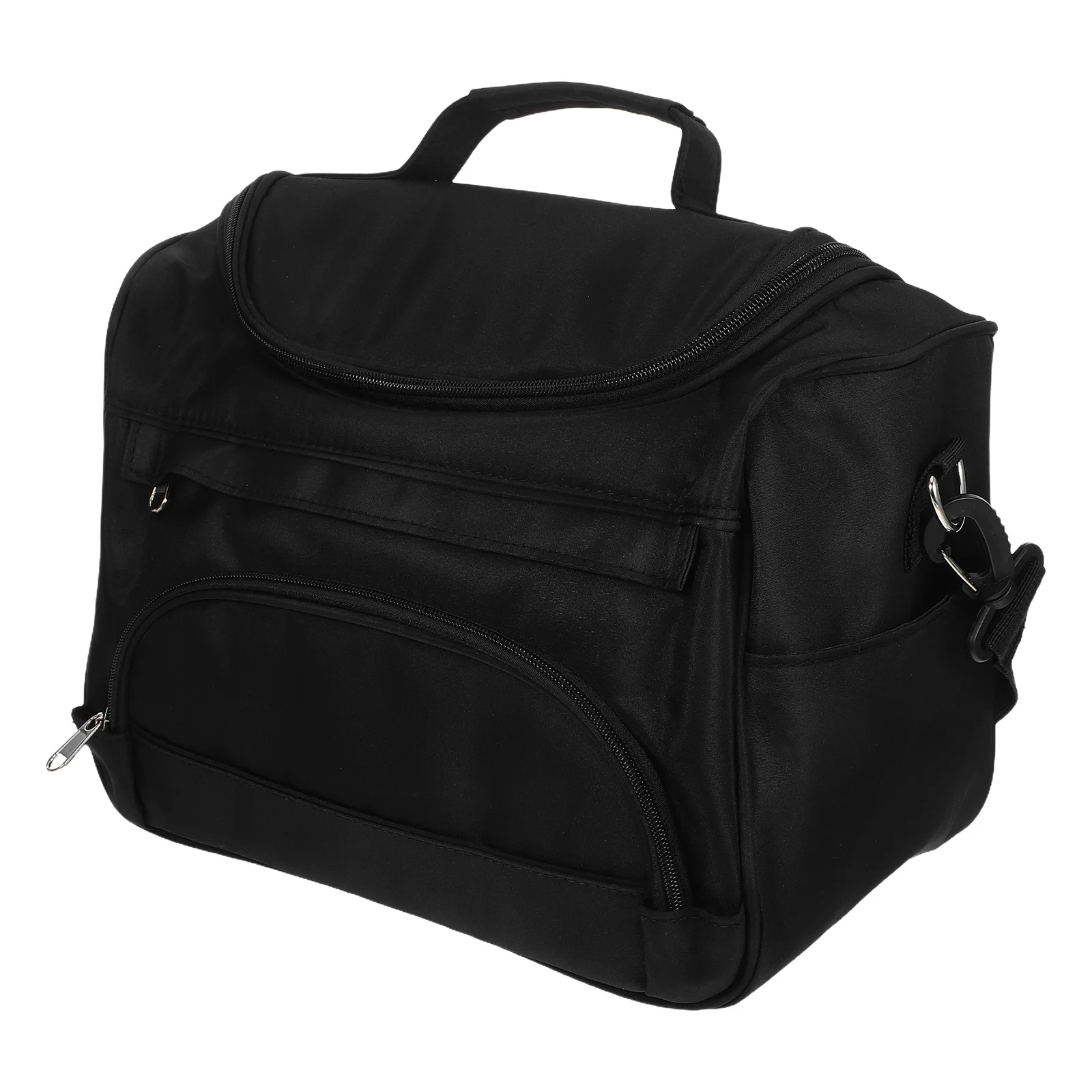 

Hairdressing Tool Bag Black Portable Stylist Travel Case for Hair Dryer Clippers Scissors Large Capacity Oxford Cloth Metal
