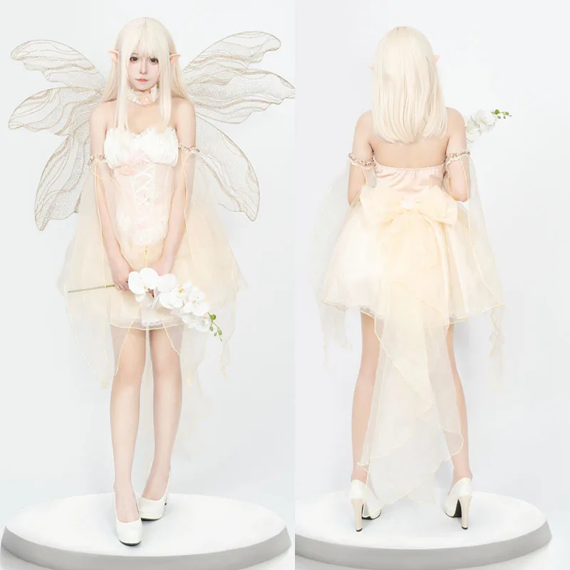 

New Halloween Cosplay Costume Flower Fairy Princess Sleeveless Dress Suit Performance Party Role Playing Outfits for Adult Women