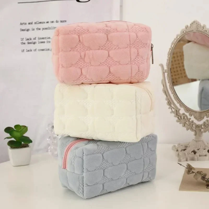 New Cute Women Makeup Kits Organizer Handbag Travel Plush Cosmetic Storage Bag Phone Pencil Case Box Wallet Pouch Bags