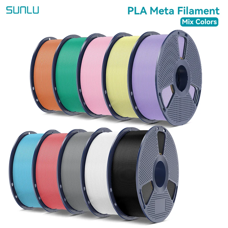 

SUNLU Meta PLA 3D Filament 1.75mm 1KG Neatly Wound Easy to Print Multicolor Pla Plastic Filament for Most FDM 3D Printer 10KG