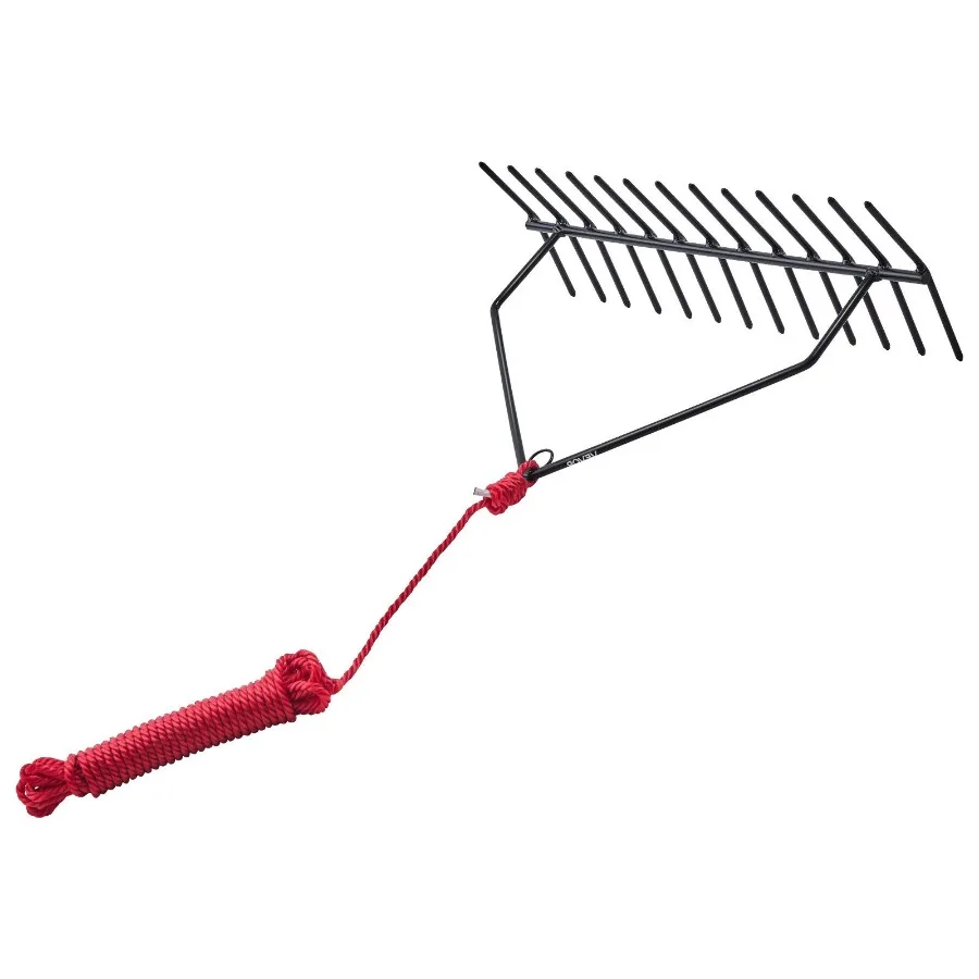 

24x8.7 in Pond Aquatic Weed Rake DoubleSided Lake Weed Removal Rake 30ft Rope