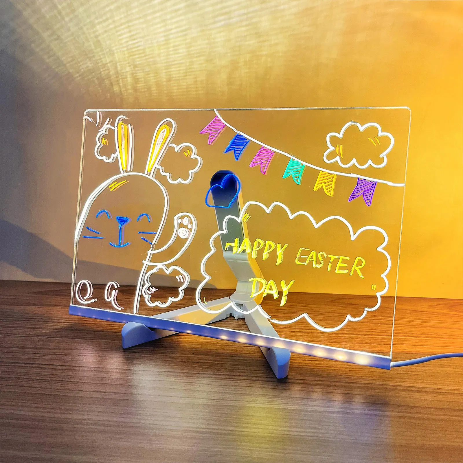 Glowing LED Drawing Board Lamp Transparent Acrylic Message Note Board Erasable Memo USB Night Light Birthday Christmas Gifts