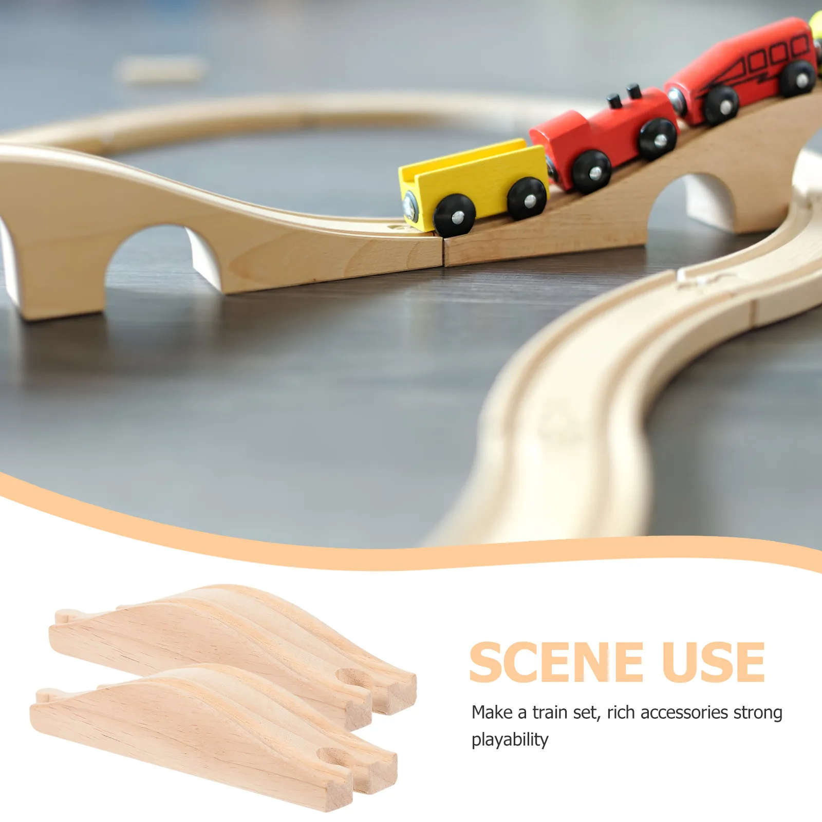 2Pcs Wooden Train Track Accessories Slopes Construction DIY Educational Set Train Scene Play Expansion