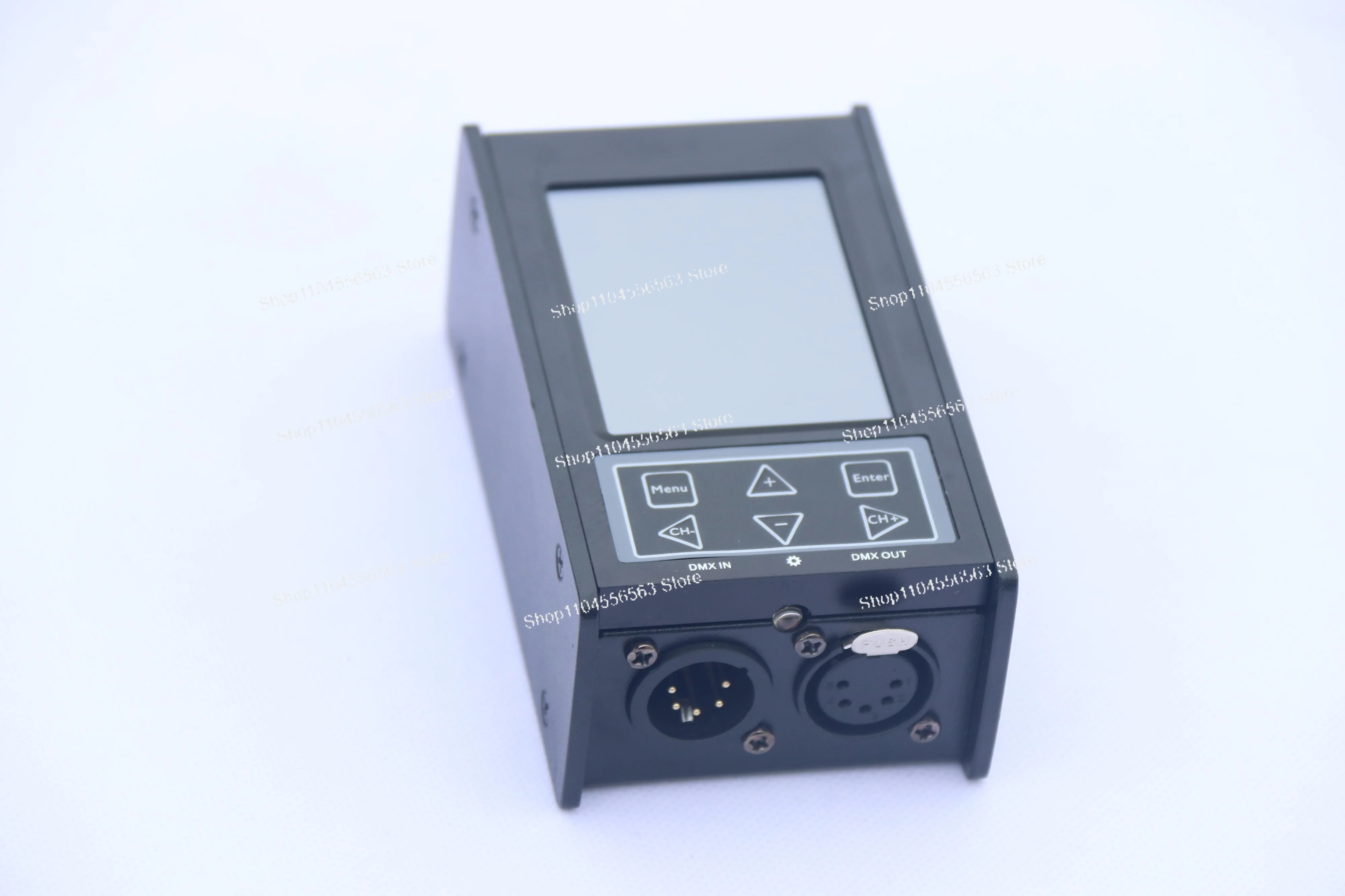 Professional 3/5-pin DMX input/output tester with touchscreen, suitable for stage lighting control.