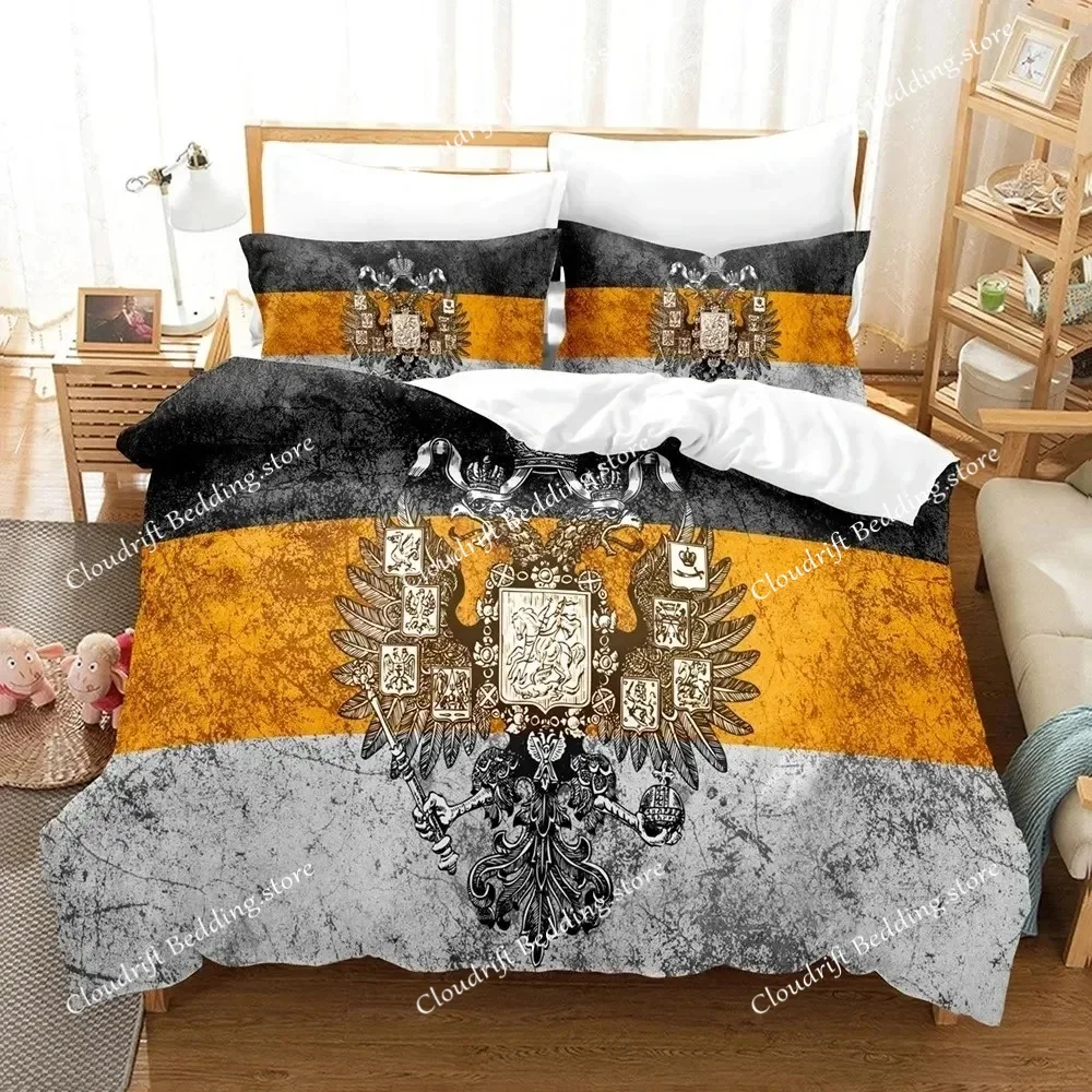 

3D Print Russian Flag State Insignia Bedding Set Duvet Cover Bed Set Quilt Cover Pillowcase Comforter king Queen Size Boys Adult