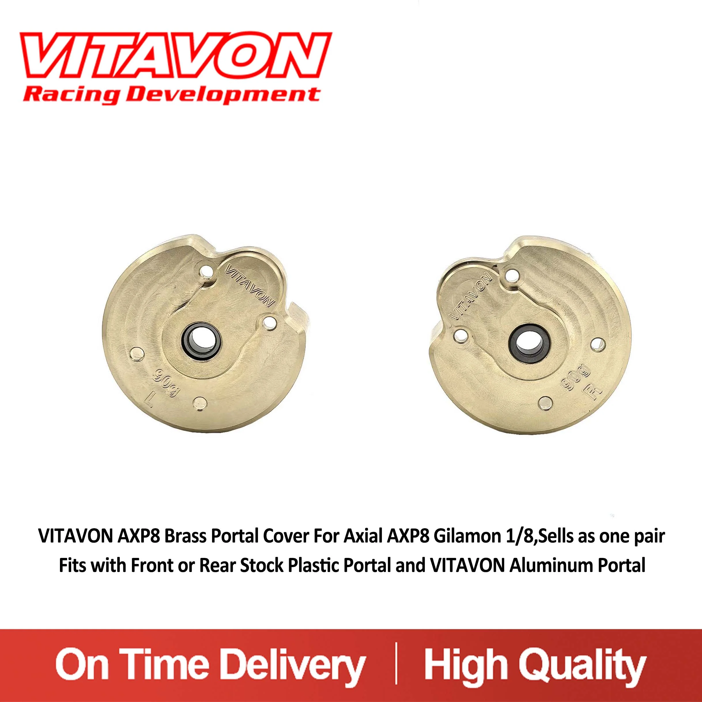 VITAVON AXP8 F/R Brass Portal Cover For Axial AXP8 Gilamon 1/8,Sells as one pair