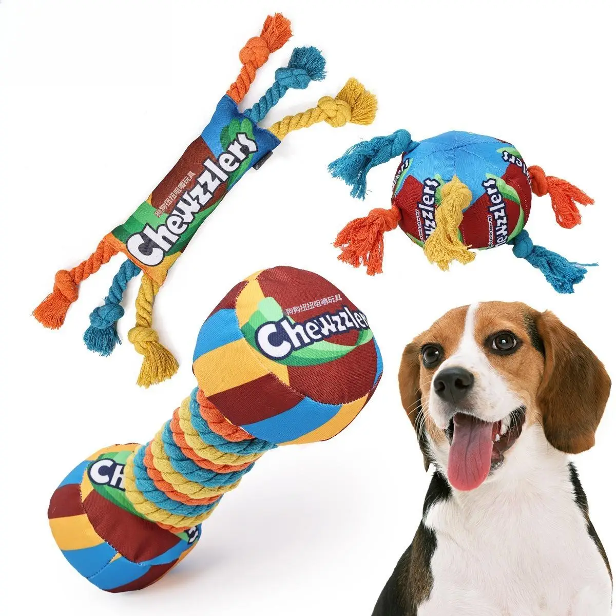 

Rainbow Twist Candy Dog Chew Toy with Squeaker for Teeth Grinding Interactive Play Bite Resistant Pet Supplies