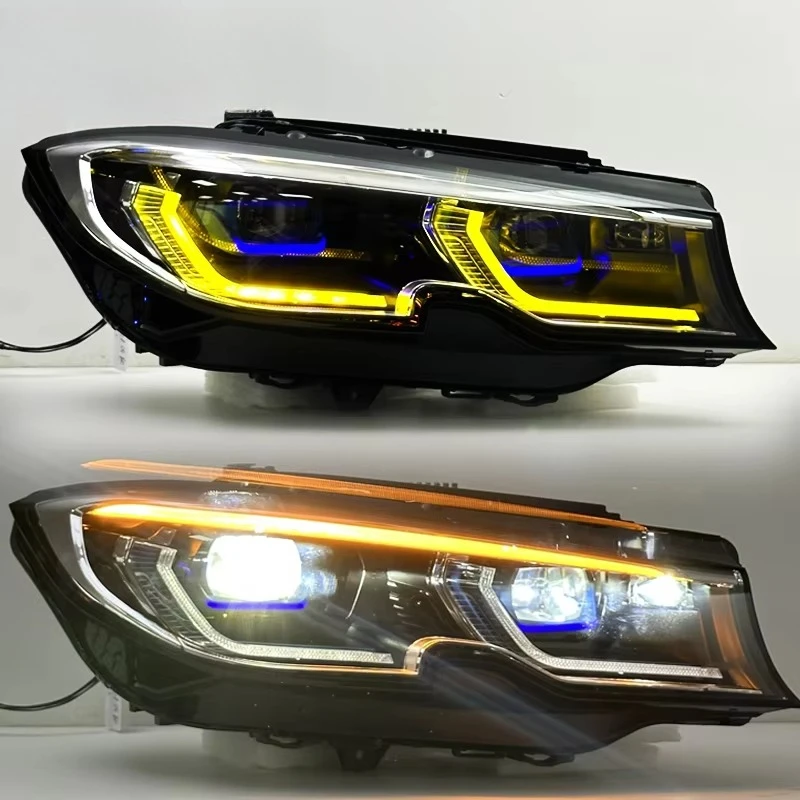 Auto Yellow White Headlights for 3 Series Dual Color Drl Head Light Plug and Play Laser Headlamp New Style