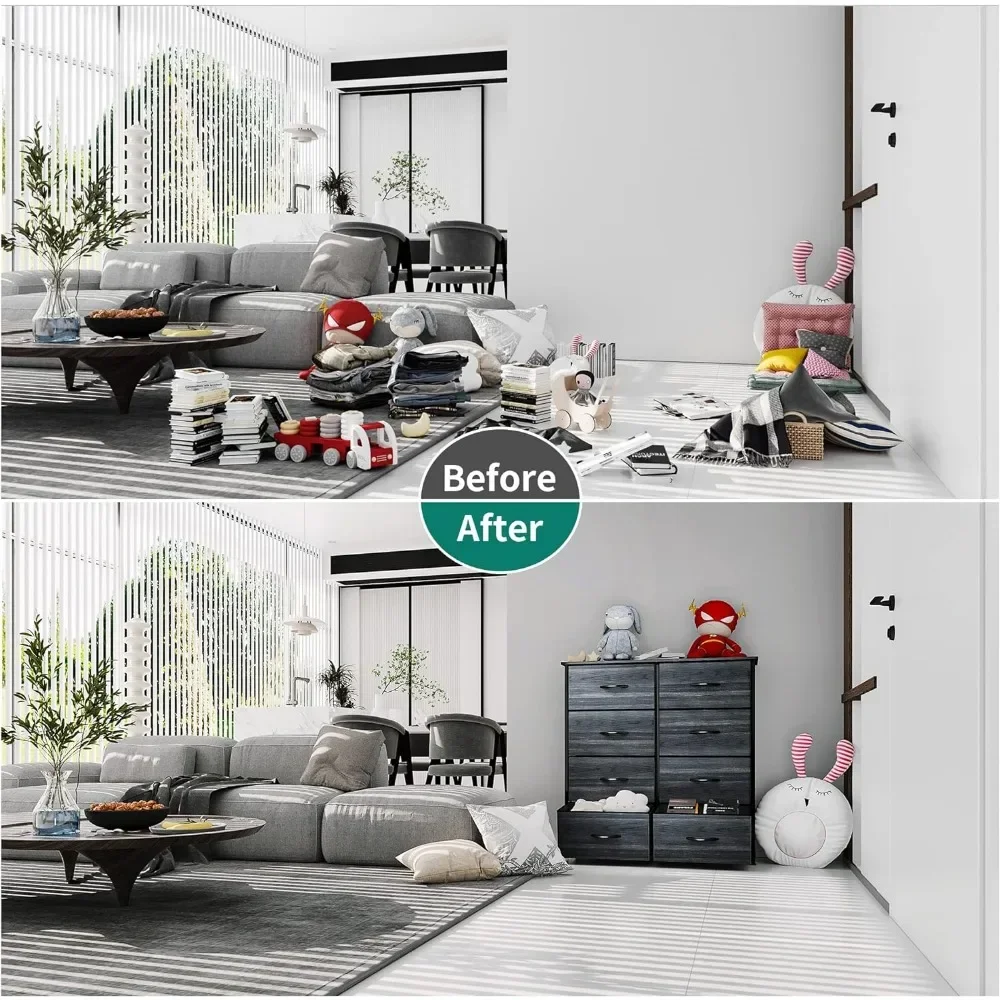 y Dresser with 8 Drawers - Fabric Storage Tower, Organizer Unit for Bedroom, Hallway, Closets - Sturdy Steel Frame