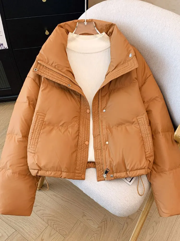 

Trendy Thiened Cotton Jaet Women's Winter New Sle Bread Sle Loose Faionable Stand Collar Coat Korean Version