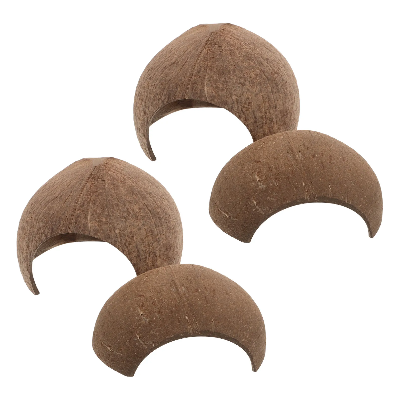 

4pcs Coconut Shell Hideout Reptile Cave For Hermit Crab Leopard Gecko Snake Bearded Dragon Spider Terrarium Shelter Accessories