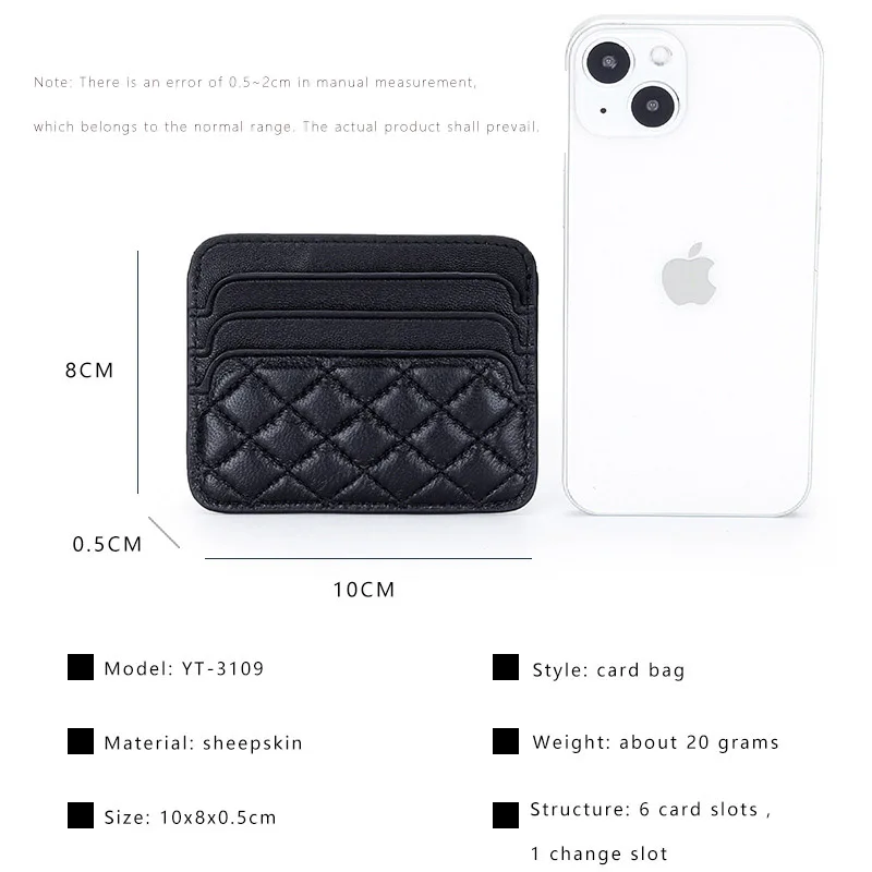Women\'s Leather Bank Credit ID Card Holder Fashion Sheepskin Luxury Brand Design Ultra-thin Men\'s Business Card Cover Organizer
