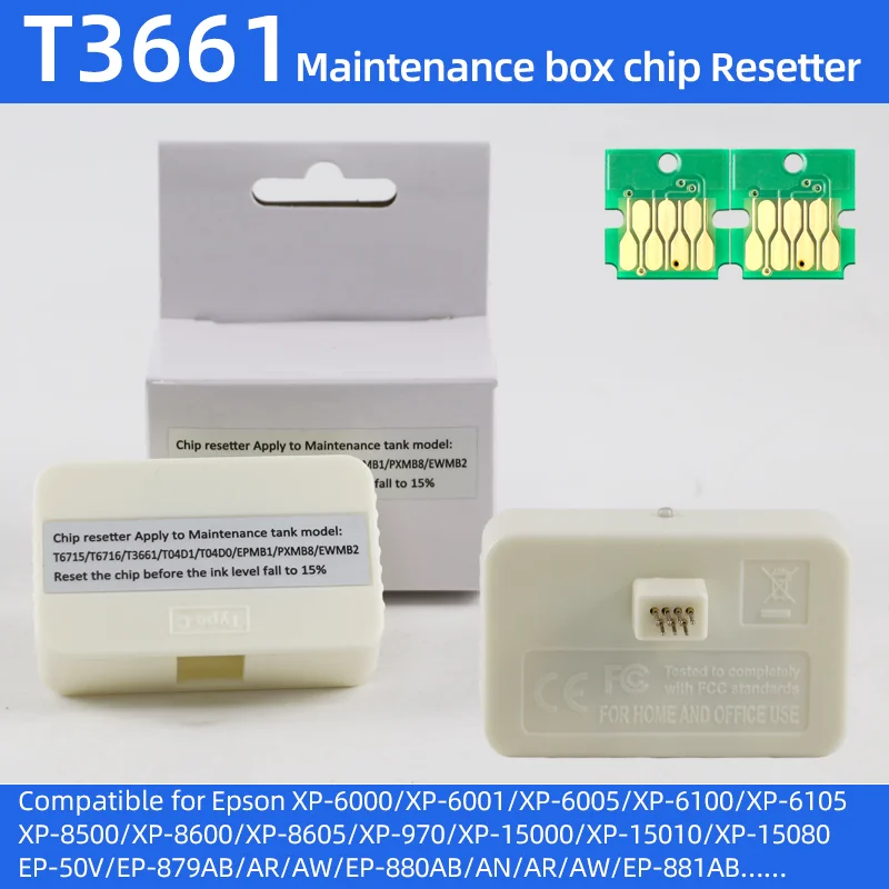 

T3661 Maintenance box chip Resetter Compatible For Epson XP6000 XP6005 XP6100 XP6105 XP8500 XP8505 XP8600 XP8605 XP970 XP15000