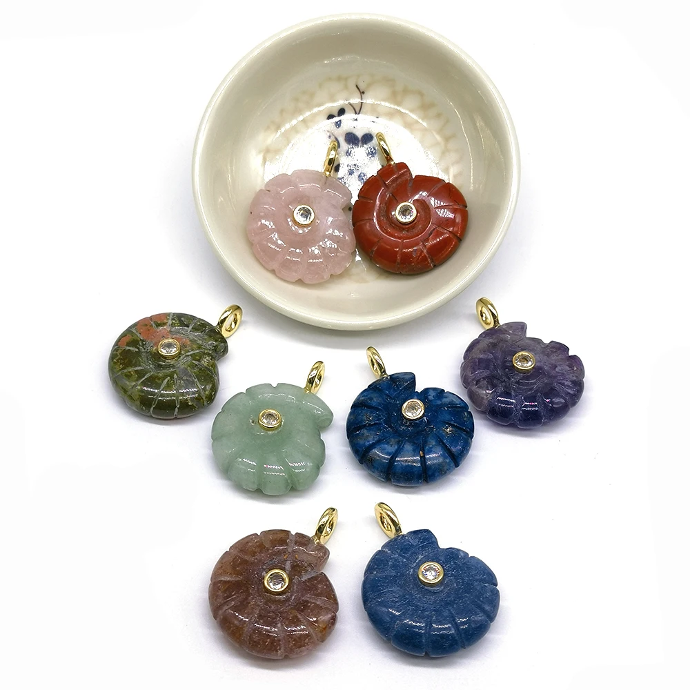 Natural Crystals Stones Charms Snail Shell Shaped Pendants for DIY Women Men Necklace Jewelry Making Accessories Supplies