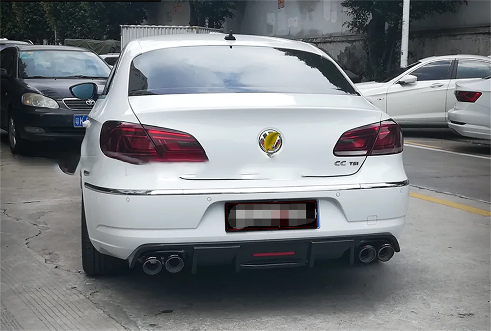 Suitable for Volkswagen Passat CC spoiler 2009-2017 Shark style with LED light diffuser bumper guard carbon fiber rear lip