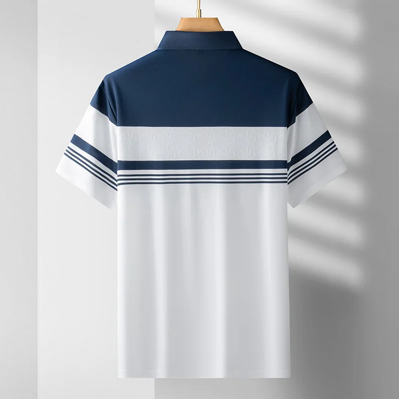 New Arrival Suepr Large Short-sleeved Men's Summer Light Luxury Short Sleeve Ice Silk Casual T Shirt Plus Size XL-4XL5XL 6XL 7XL