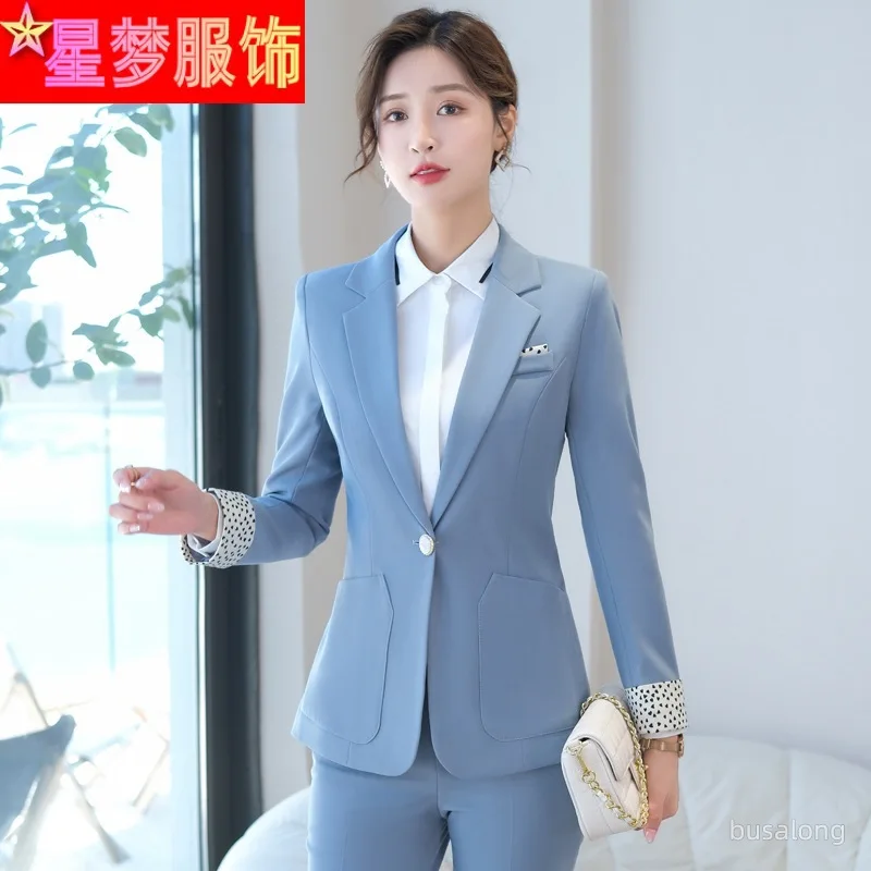 

2022 New Korean Style Women's Long Sleeve Professional Tailored Suit Formal Trouser Suit Interview Sales Work Clothes 239