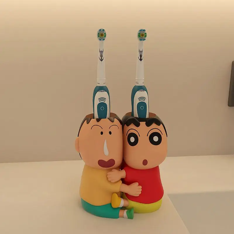 2026 New Model Crayon Xiaoxin Ai Hua Home Bathroom Toilet Seat Couple Electric Toothbrush Storage Rack Cartoon Decoration Item