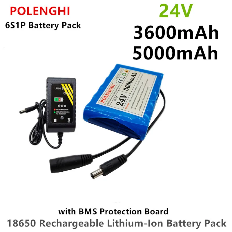 POLENGHI 6S1P Battery Pack 24V 3600-5000mAh 18650 Rechargeab