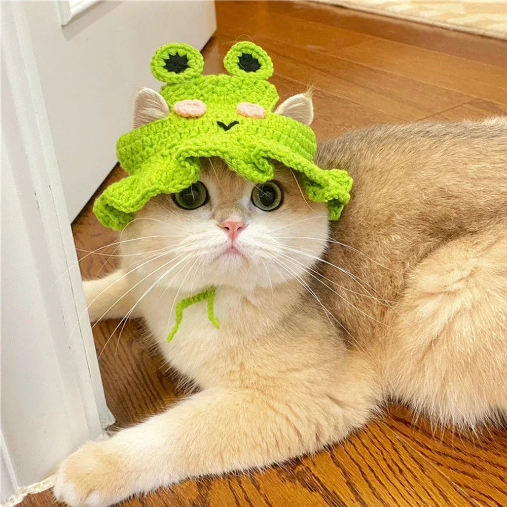 Adorable sombrero para el sol para mascotas con orificios para las orejas: diseño de algodón ajustable para perros y gatos, comodidad de protección solar