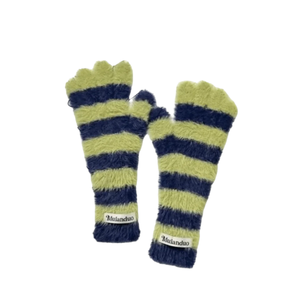 

Модные вязаные полосатые перчатки, ветрозащитные, защита от холода, теплые варежки, женские перчатки с сенсорным экраном