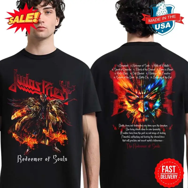 Judas Priest 10th Anniversary Redeemer Of Souls Tracklist Two Sides T Shirt