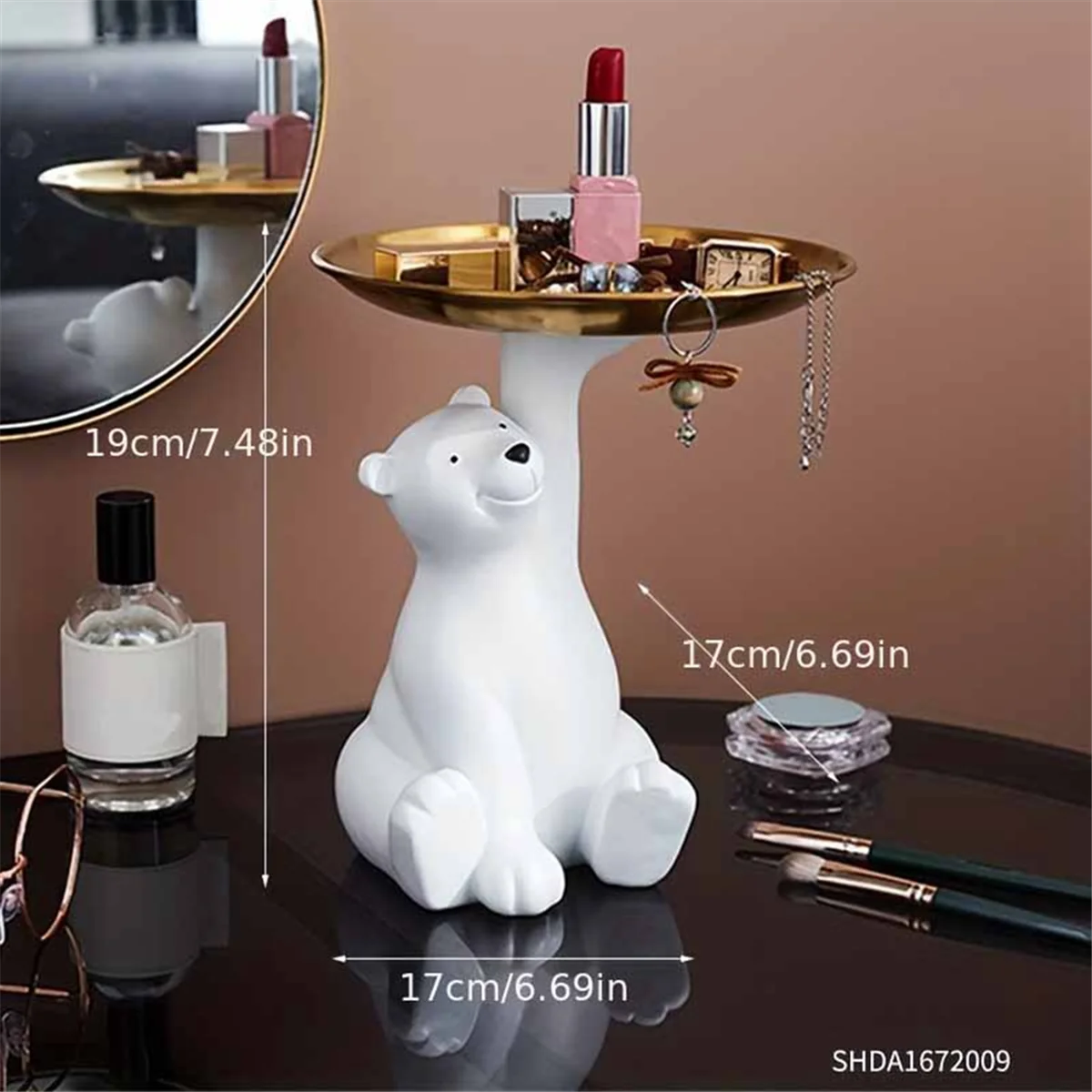 Bandeja de llaves para mesa de entrada, bandeja de joyería, bandeja de almacenamiento de cosméticos, bandeja de almacenamiento decorativa multiusos