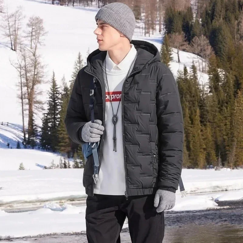 Man Hooded Padded Winter Puffer Jackets Outdoor Warm Padded Coat Autumn Lightweight Casual Sports Parkas Man's Outerwear Outfit