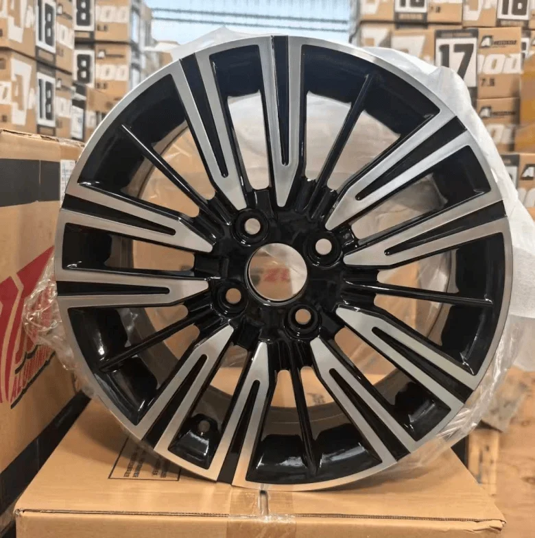 15 Inch OEM Sport Alloy Wheels Radiating Blade 5 Spoke Black Machined For 4x100 Hatchback Sedan Car Rims