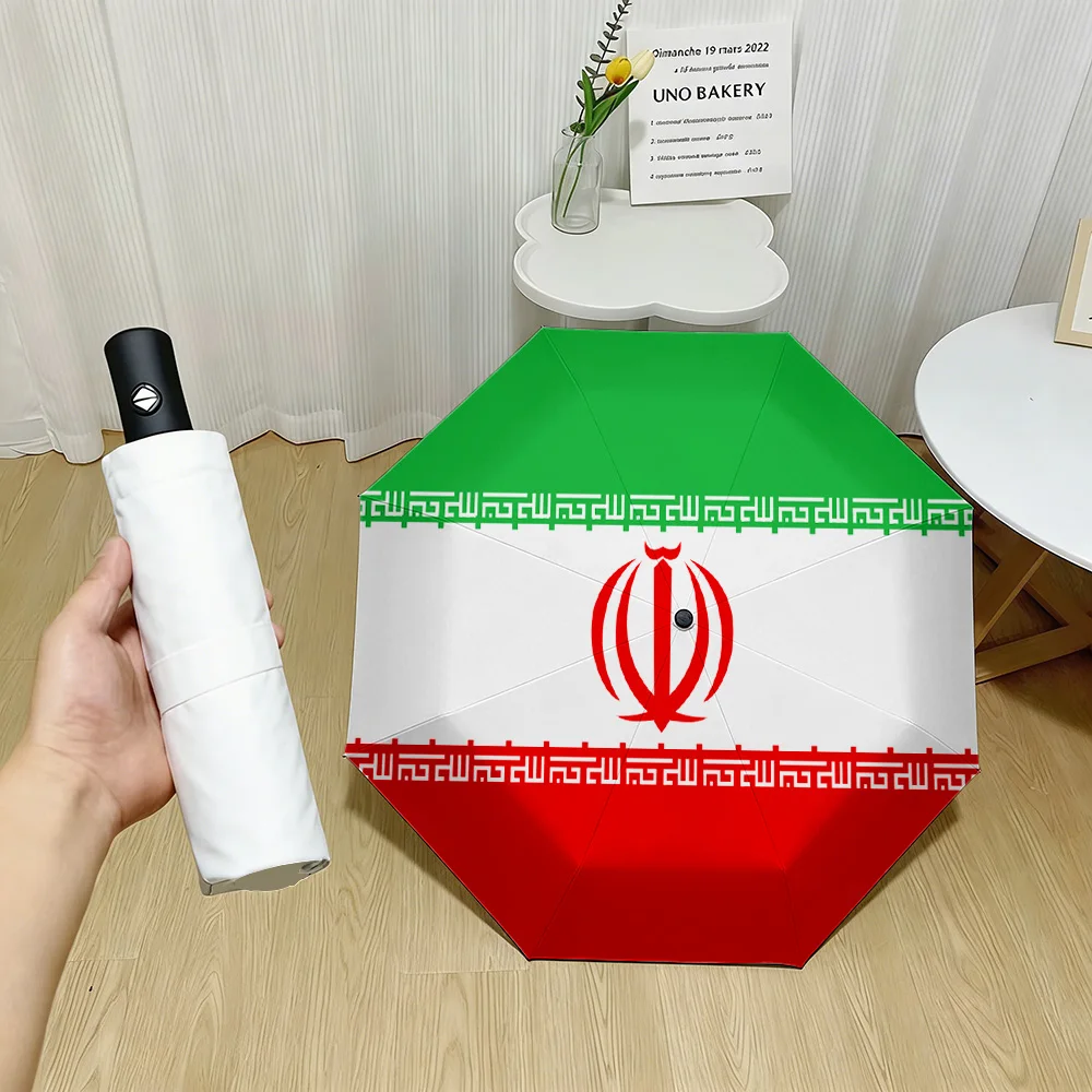 

Автоматический складной зонт с принтом национального флага Ирана (зеленый, белый, красные полосы) и эмблемой, водонепроницаемый, ветрозащитный, компактный, для путешествий