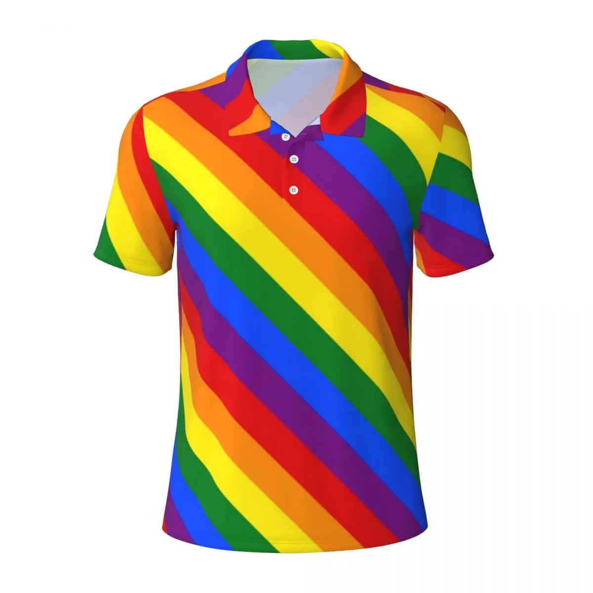 LGBT Rainbow Polo Shirt Gay Pride Flag Casual Shirt Summer Stylish T-Shirts Men Short Sleeve Turn Down Collar Oversized Clothing