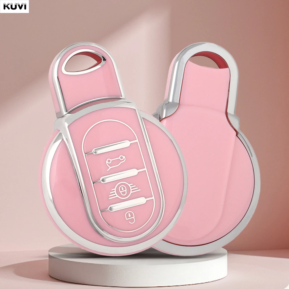 Pink TPU Car Key Case Cover Auto Fob Holder Shell For BMW Mini Cooper F55 F56 F57 F54 F60 JCW Clubman Countryman Accessories
