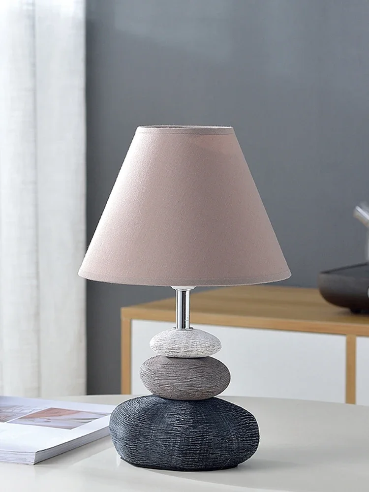 

Table lamp pebble ceramic modern simple creativity Nordic personality bedroom decoration household warm light bedside lamp