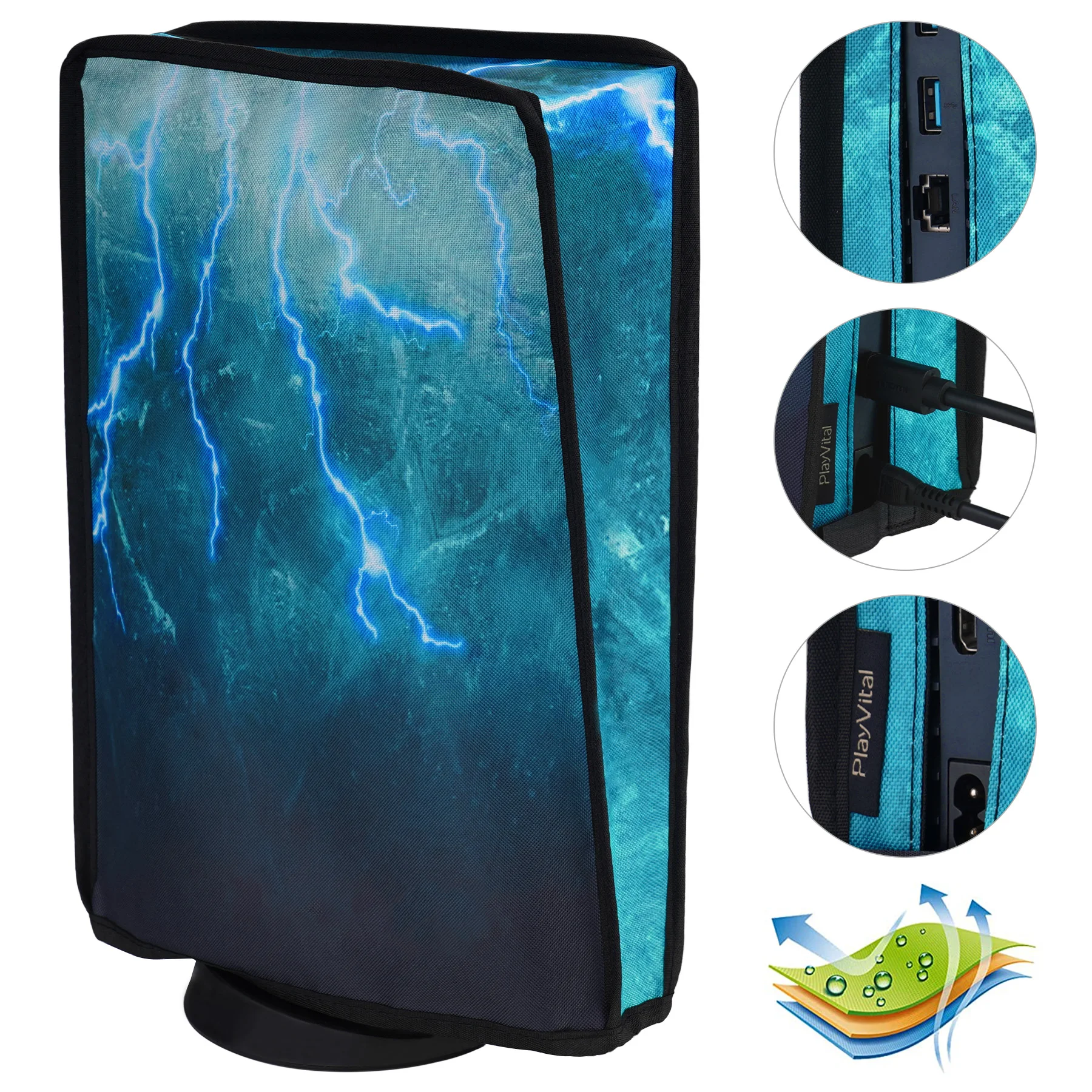 PlayVital 소프트 나일론 먼지 커버, ps5 콘솔용, 스크래치 방지 방수 커버 가드, ps5 디스크 버전 및 디지털 버전용