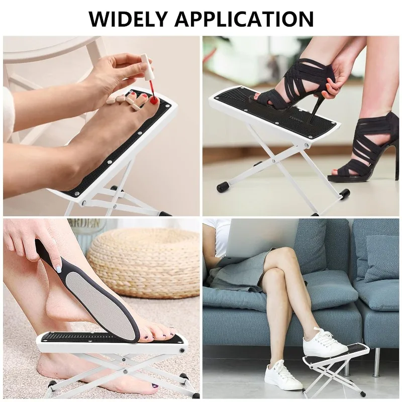 Pedicure Foot Rest 6 Heights Adjustable Sturdy Manicure Foot Rest Toenail Care Stand with Non-Slip Rubber Adjustable Foot Pedal