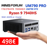 MINISFORUM UM790 Pro/XTX Ryzen 9 7940HS Mini PC Window 11 Pro DDR5 16GB 500GB WiFi 6E BT5.2 USB4.0 Desktop Gaming Computer