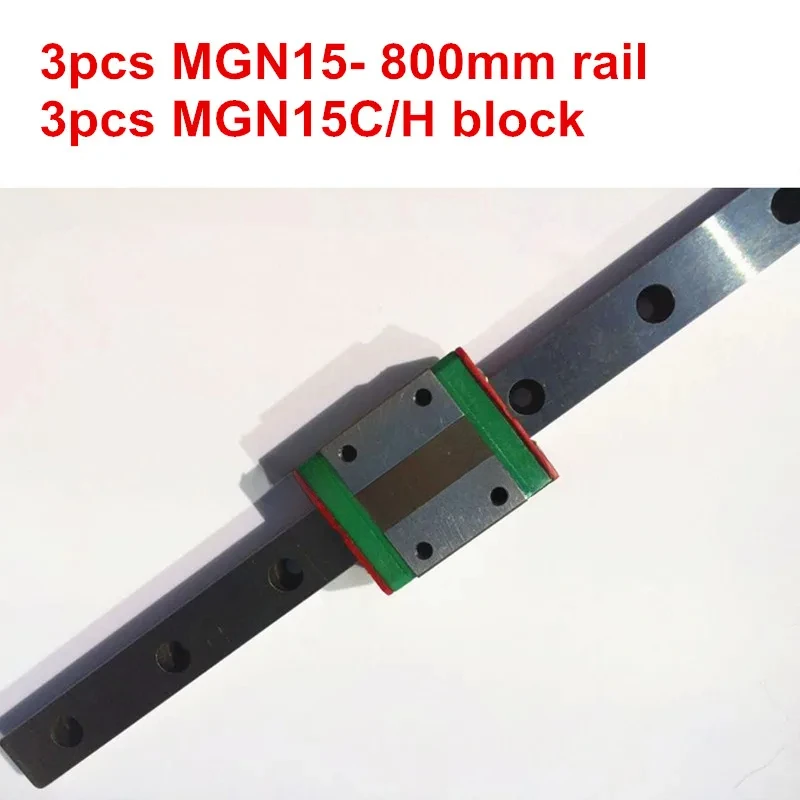 

MGN15 Miniature linear rail:3pcs MGN15 - 800mm rail+3pcs MGN15C/MGN15H carriage for X Y Z axies 3d printer parts