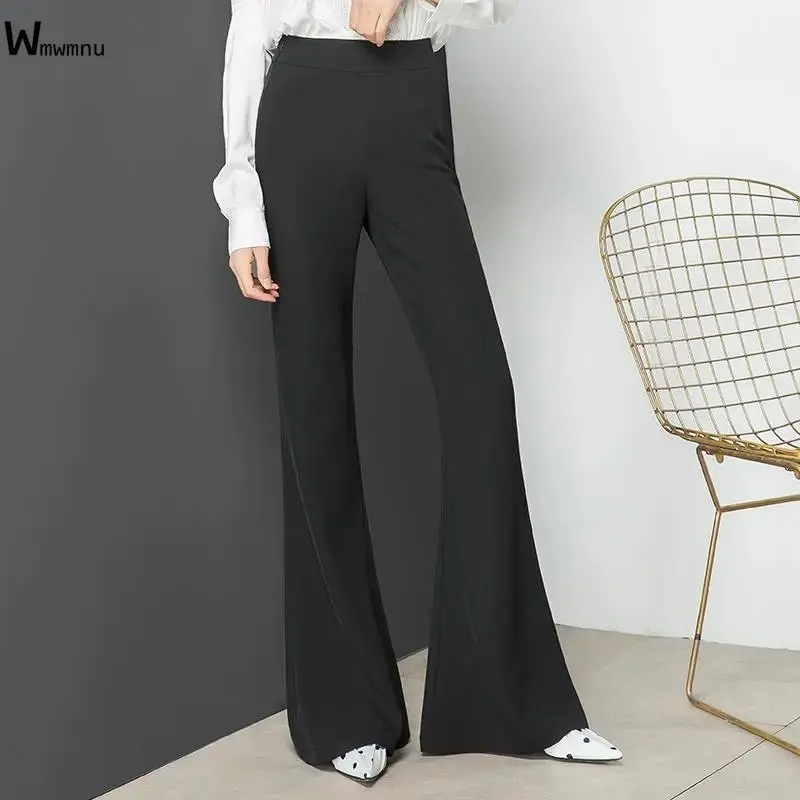 

2022 New Hot Pantalones De Mujer Elastic High Waist Skinny Pant Summer Bell-Bottomed Trousers Light Blue Slim Flare Pants Women