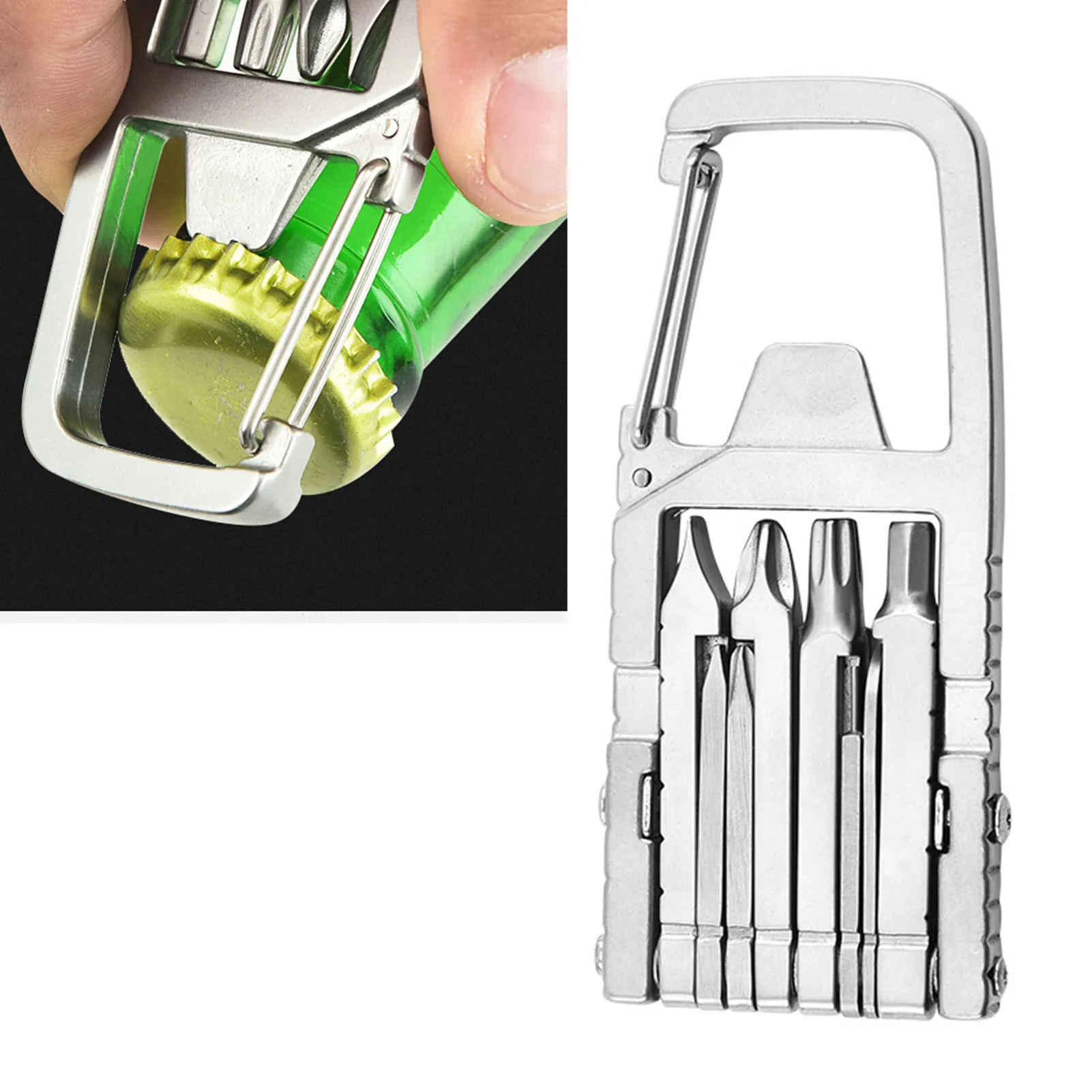 

12 in 1 Multitool Cross Slot Hex Star Screwdriver Bit Box Bottle Opener Card Remover Stainless Steel Folding Multi Tool