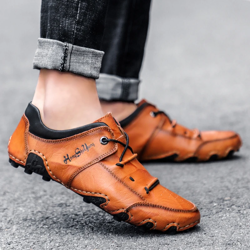 New large size men 100% cowhide leather shoes fashion casual shoes comfortable sports fashion all match men's leather shoes