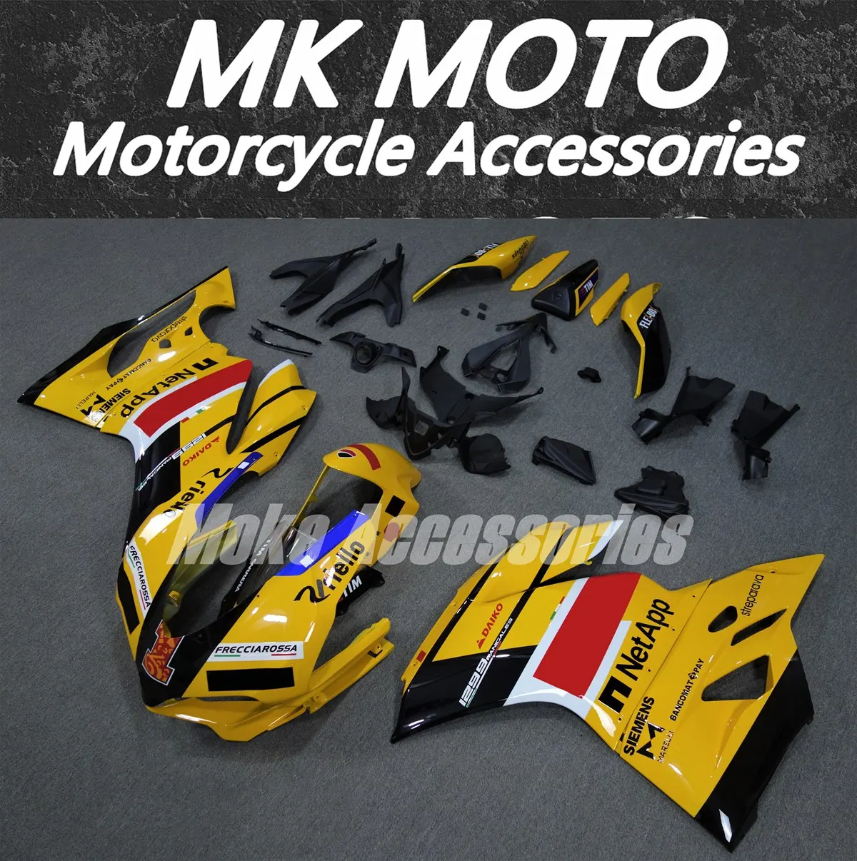 

Комплект обтекателей для мотоцикла, подходит для 959 1299 Panigale 2015 2016 2017 2018, комплект обвеса из ABS-пластика, высококачественная инжекционная сборка, черный с желтым, новый