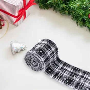 節日格子緞帶,適用於禮品包裝和DIY項目 - 每卷5碼,聖誕樹裝飾 6 最佳銷售 聖誕絲帶 - №5