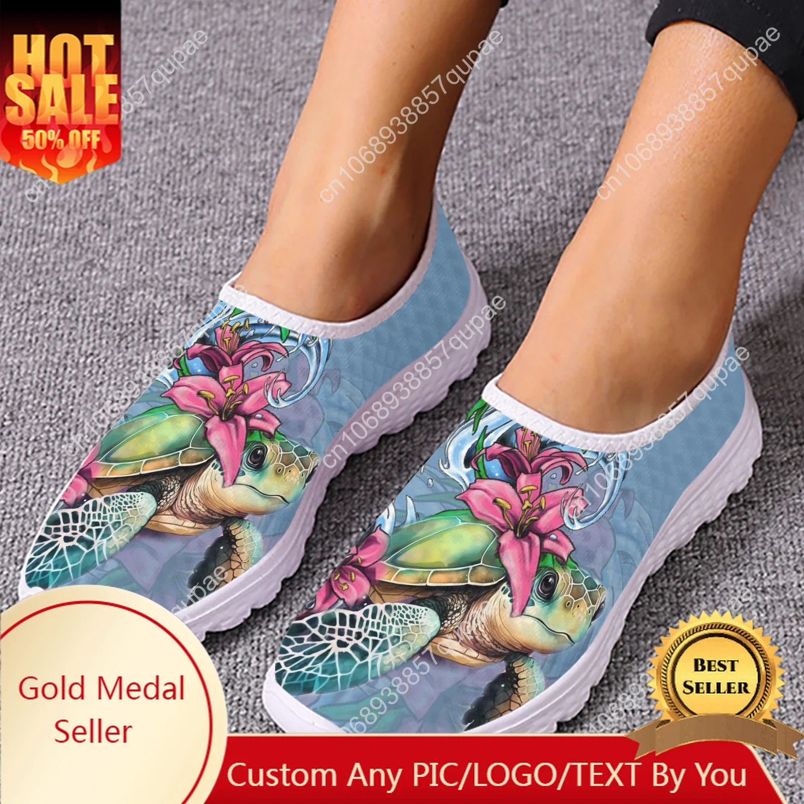 

Polynesian Turtle Hibiscus Print Mesh High Quality Sneaker Women Men Teenager Casual Fashion Custom Made Tennis Flat Couple Shoe