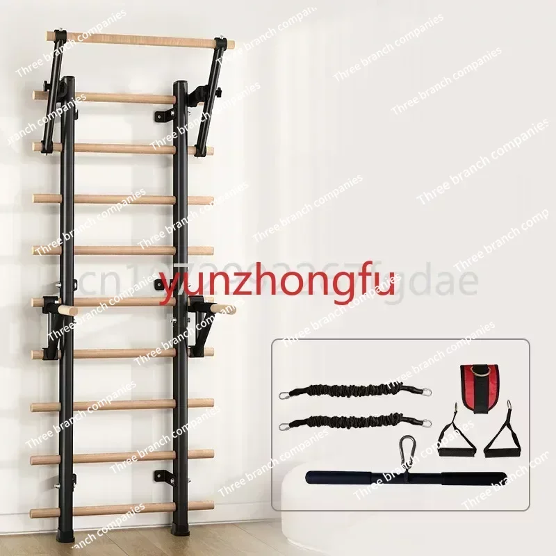 Wooden Swedish Ladder Gym Fitness Rod Wall Mounted