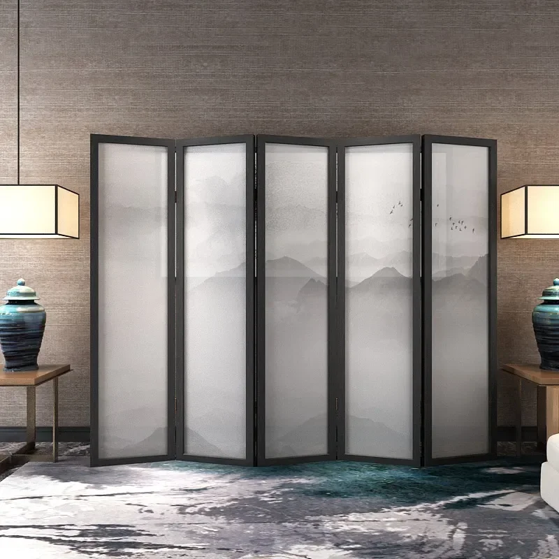 for Chinese Screen Partition Living Room Hotel Bedroom Office Simple Landscape Modern Entrance Semi Transparent Mobile